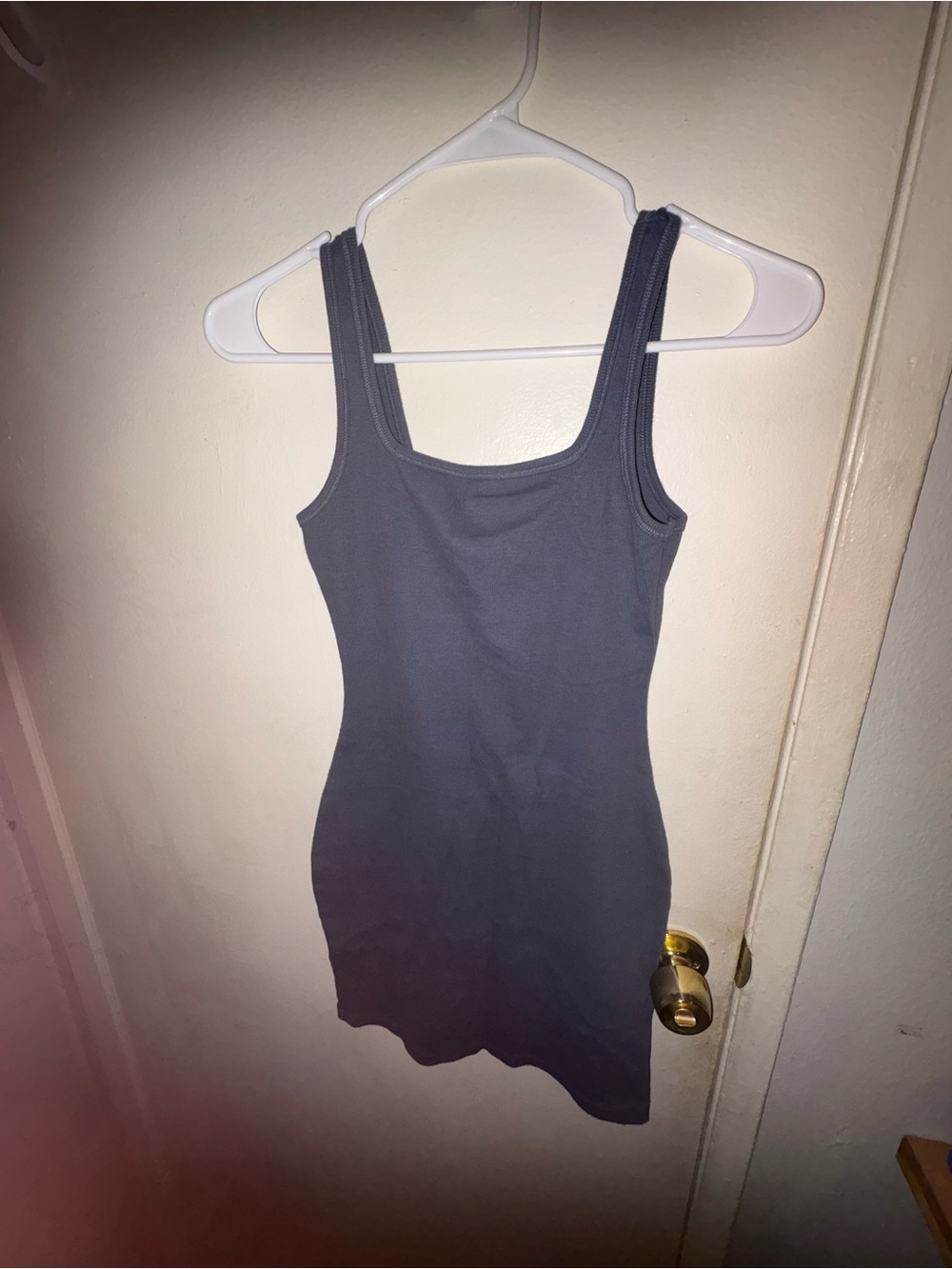Women’s Square Neck Tank Dress in Blue Gray